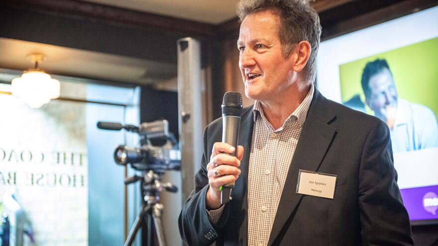 A photo of Jon talking at the awards ceremony